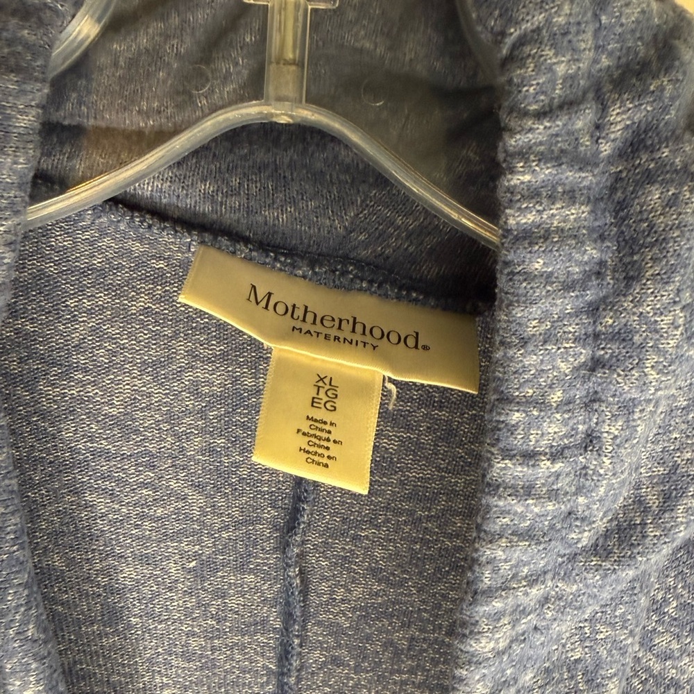 Motherhood Maternity Blue Marl Cowl Neck Drawstring Tunic Top XL Long Sleeve - Picture 3 of 6